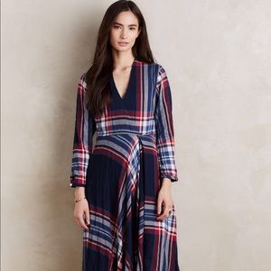 NWT Anthropologie Tartan plaid Surplice dress